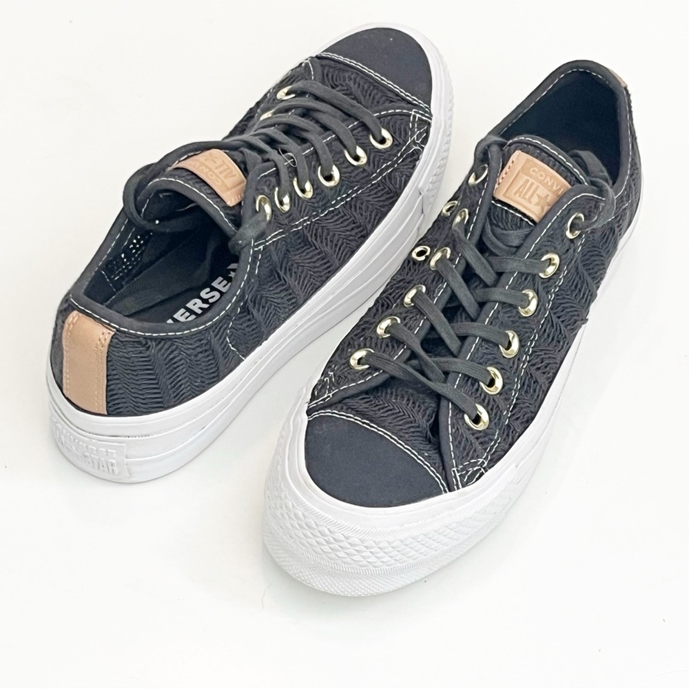 CONVERSE CTAS Lift OX Women’s Black Herringbone Lace Up Platform Sneakers Size 7